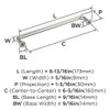 Amerock, Factor, 6 5/16" (160mm) Straight Pull, Polished Nickel - technical