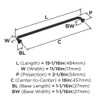 Amerock, Factor, 18" Straight Appliance Pull, Matte Black - technical