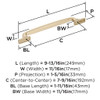 Amerock, Highland Ridge, 7 9/16" (192mm) Straight Pull, Golden Champagne - technical
