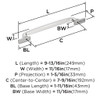 Amerock, Highland Ridge, 7 9/16" (192mm) Straight Pull, Polished Chrome - technical