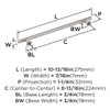 Amerock, Radius, 8 13/16" (224mm) Bar Pull, Satin Nickel - technical