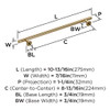 Amerock, Radius, 8 13/16" (224mm) Bar Pull, Golden Champagne - technical