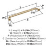 Amerock, Renown, 7 9/16" (192mm) Curved Pull, Golden Champagne - technical