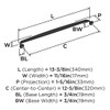 Amerock, Renown, 12 5/8" (320mm) Curved Pull, Matte Black - technical