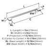 Amerock, Versa, 10 1/16" (256mm) Straight Pull, Polished Chrome - technical