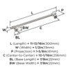 Amerock, Winsome, 10 1/16" (256mm) Bar Pull, Satin Nickel - technical