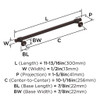 Amerock, Winsome, 10 1/16" (256mm) Bar Pull, Oil Rubbed Bronze - technical