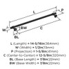 Amerock, Winsome, 12 5/8" (320mm) Bar Pull, Matte Black - technical