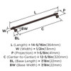 Amerock, Winsome, 12 5/8" (320mm) Bar Pull, Oil Rubbed Bronze - technical