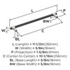 Amerock, Mergence, 10 1/16" (256mm) Bar Pull, Matte Black with Polished Nickel - technical