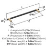 Amerock, Mergence, 10 1/16" (256mm) Bar Pull, Matte Black with Golden Champagne - technical