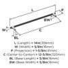 Amerock, Mergence, 12 5/8" (320mm) Bar Pull, Matte Black with Polished Nickel - technical
