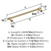 Amerock, Destine, 7 9/16" (192mm) Bar Pull, Golden Champagne - technical