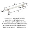 Amerock, Carrione, 8" (203mm) Bar Pull, Marble White / Polished Nickel - technical