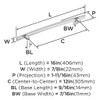 Amerock, Cyprus, 12" (305mm) Appliance Pull, Polished Chrome - technical