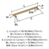 Amerock, Bronx, 10 1/16" (256mm) Bar Pull, Champagne Bronze - technical