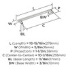 Amerock, Bronx, 10 1/16" (256mm) Bar Pull, Polished Chrome - technical