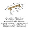 Amerock, Bronx, 5 1/16" (128mm) Bar Pull, Champagne Bronze - technical