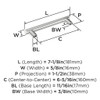 Amerock, Bronx, 6 5/16" (160mm) Bar Pull, Polished Chrome - technical