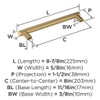 Amerock, Bronx, 8" (203mm) Bar Pull, Champagne Bronze - technical