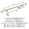 Amerock, Caliber, 8 13/16" (224mm) Bar Pull, Golden Champagne - technical