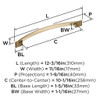Amerock, Candler, 10 1/16" (256mm) Curved Pull, Golden Champagne - technical