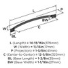 Amerock, Candler, 12 5/8" (320mm) Curved Pull, Black Bronze - technical