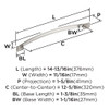 Amerock, Candler, 12 5/8" (320mm) Curved Pull, Satin Nickel - technical
