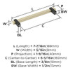 Amerock, Mulino, 6 5/16" (160mm) Bar Pull, Golden Champagne/Matte Black - technical