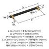 Amerock, Mulino, 7 9/16" (192mm) Bar Pull, Matte Black/Champagne Bronze - technical