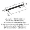Amerock, Mulino, 7 9/16" (192mm) Bar Pull, Matte Black/Polished Chrome - technical