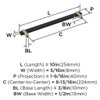 Amerock, Mulino, 8 13/16" (224mm) Bar Pull, Matte Black/Golden Champagne - technical