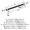 Amerock, Mulino, 8 13/16" (224mm) Bar Pull, Matte Black/Polished Chrome - technical