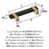 Amerock, Mulino, 3" (76mm) Bar Pull, Matte Black/Champagne Bronze - technical