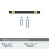Amerock, Mulino, 3" (76mm) Bar Pull, Matte Black/Golden Champagne - included hardware