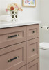 Amerock, Overton, 1 3/8" (35mm) Rectangle Knob, Brushed Matte Black with Golden Champagne - installed 1
