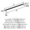 Amerock, Overton, 18" Bar Appliance Pull, Brushed Matte Black with Polished Chrome - technical
