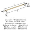 Amerock, Overton, 18" Bar Appliance Pull, Golden Champagne with Satin Nickel - technical