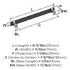 Amerock, Overton, 7 9/16" (192mm) Bar Pull, Brushed Matte Black with Satin Nickel - technical