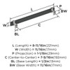 Amerock, Overton, 7 9/16" (192mm) Bar Pull, Brushed Matte Black with Polished Chrome - technical