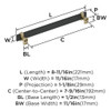 Amerock, Overton, 7 9/16" (192mm) Bar Pull, Brushed Matte Black with Golden Champagne - technical
