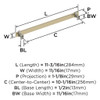 Amerock, Overton, 10 1/16" (256mm) Bar Pull, Golden Champagne with Satin Nickel - technical