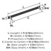 Amerock, Overton, 10 1/16" (256mm) Bar Pull, Brushed Matte Black with Polished Chrome - technical