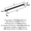 Amerock, Overton, 10 1/16" (256mm) Bar Pull, Brushed Matte Black with Golden Champagne - technical