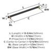 Amerock, Overton, 12 5/8" (320mm) Bar Pull, Brushed Matte Black with Golden Champagne - technical