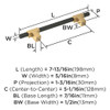 Amerock, Urbanite, 5 1/16" (128mm) Bar Pull, Champagne Bronze with Matte Black - technical