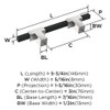 Amerock, Urbanite, 3" (76mm) Bar Pull, Polished Chrome with Brushed Matte Black - technical