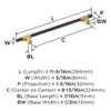 Amerock, Urbanite, 8 13/16" (224mm) Bar Pull, Champagne Bronze with Matte Black - technical