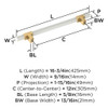 Amerock, Urbanite, 12" (305mm) Bar Appliance Pull, Champagne Bronze with White - technical