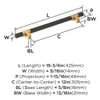 Amerock, Urbanite, 12" (305mm) Bar Appliance Pull, Champagne Bronze with Matte Black - technical